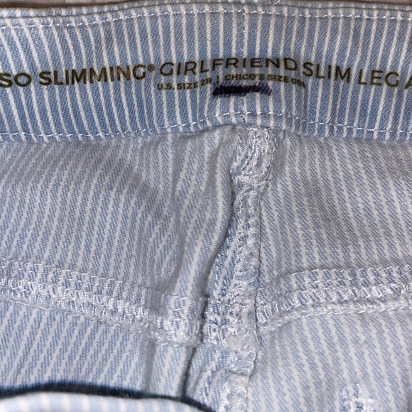 CHICOS so slimming girlfriends pants / size 2/ Chicos 00. White& blue stripes - Picture 6 of 11